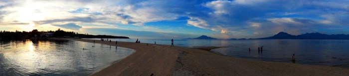 At sunset. Notice that another part of the sandbar is visible. Higatangan Island, Biliran, Visayas, Philippines