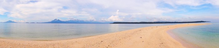 Panorama of Higatangan Island sandbar in Biliran, Philippines