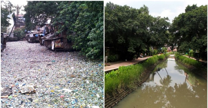 Pasig River, Estero de Paco, before and after rehabilitation