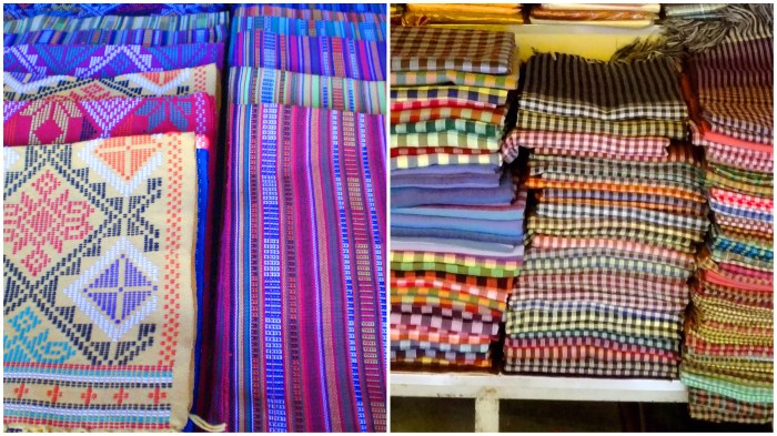 Yakan weaving in Zamboanga, Philippines (left), krama in Siem Reap, Cambodia (right)