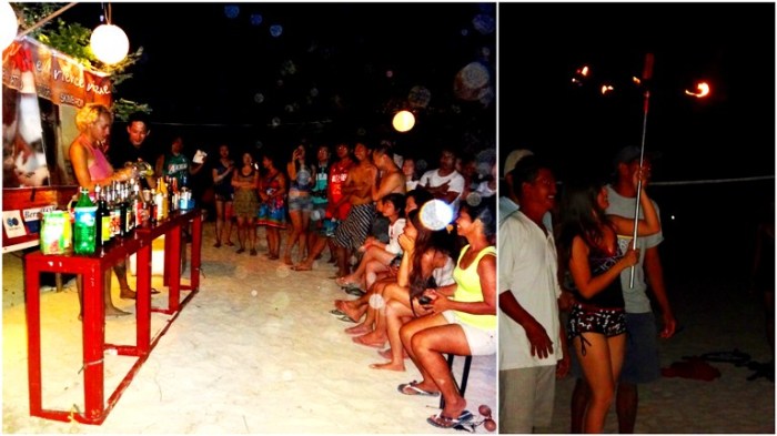 Beach party, cocktails, fire dance, Mahabang Buhangin beach, Calaguas Islands, Vinzons, Camarines Norte, Philippines