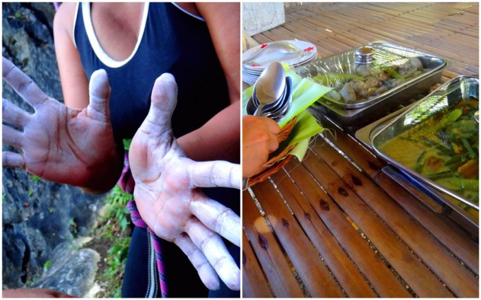 chalk friction rock climbing, home-cooked lunch by locals, Tinandog Wall, rock climbing, Atimonan, Quezon, Philippines