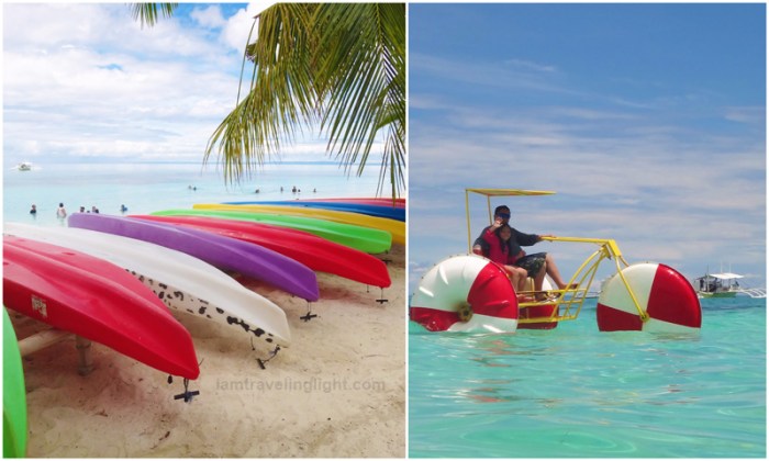 kayak, water bike, water biking, Kalanggaman Island sandbar, unspoiled white beach, Palompon Leyte, Philippines
