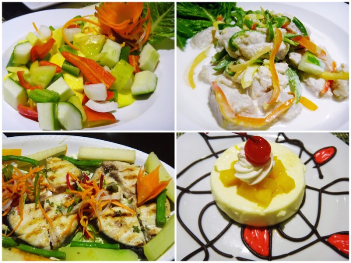 salad, kinilaw (fish in vinegar), grilled fish steak, pana cotta, Jasmine Restaurant, The Oriental Hotel, Palo, Leyte, Philippines