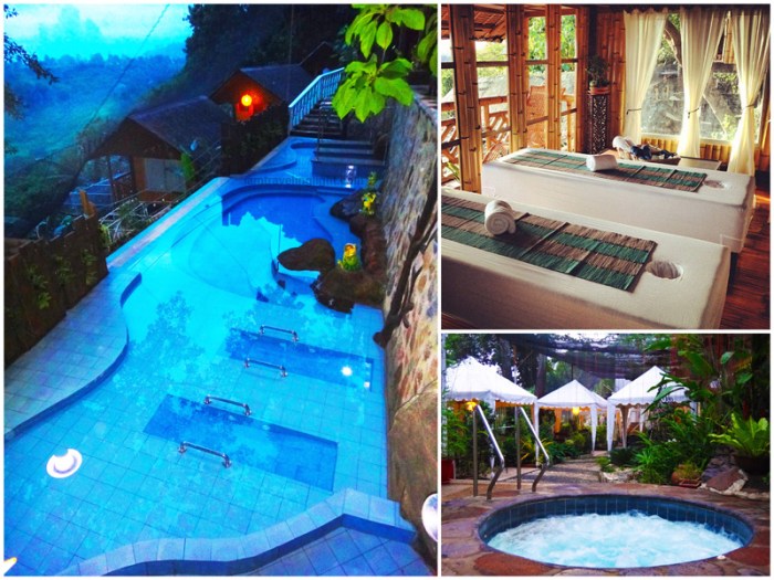 Massage bed with mountain view, massage pool, jacuzzi, hydromassage, hydrotherapy, Luljetta's Hanging Gardens and Spa, Loreland Farm Resort, Antipolo, Philippines, near Manila