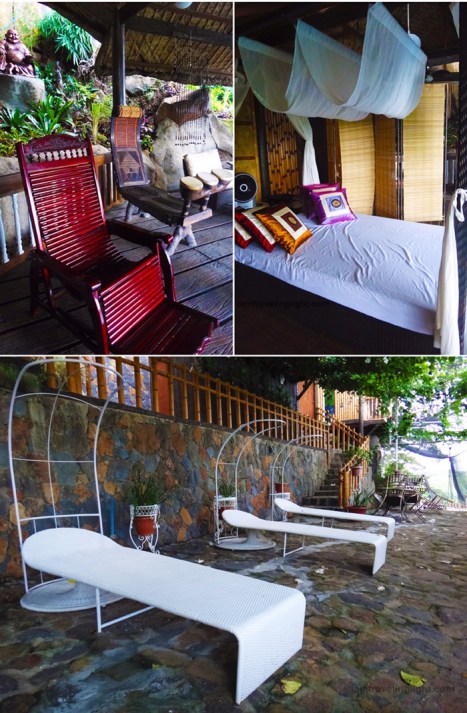 quiet place, quiet relaxation, rustic furniture, thai pillows, woven mat bed, Luljetta's Hanging Gardens and Spa, Loreland Farm Resort, Antipolo, Philippines, near Manila