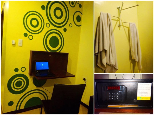Go Hotels Bacolod, safe, valuables, towel clothes rack, foldout desk, wall art, Bacolod budget accommodation