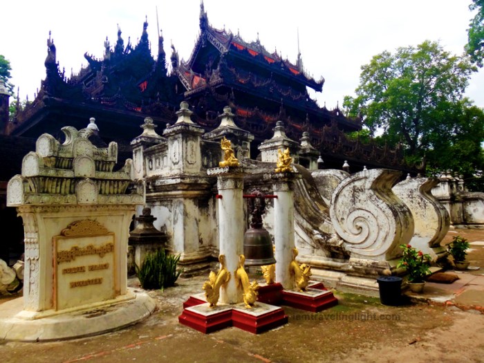 outside Golden Palace Monastery, teak monastery, royal kingdom, Mandalay, Myanmar