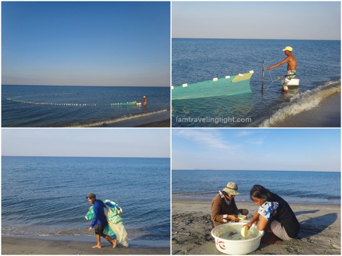 Fisherfolk, catching bangus fingerlings, La Paz, San Narciso, Zambales, beach in front of Zambawood Resort