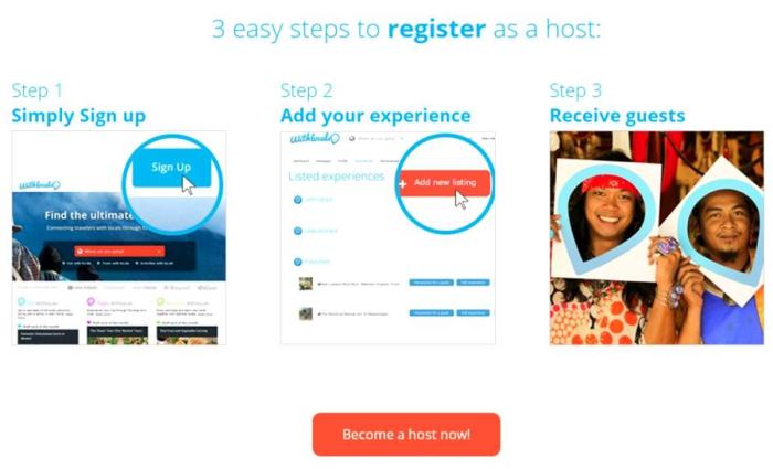 3 easy steps to register as WithLocals host - earn money to guide tours, to an activity, or cook food