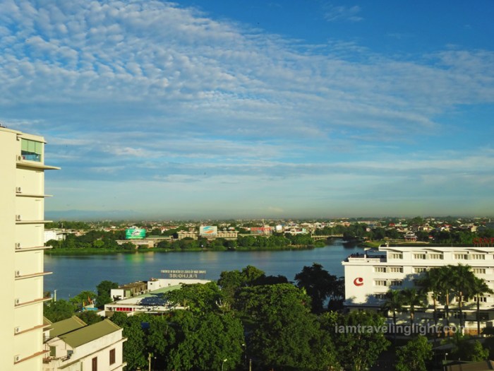 view from moonlight hotel hue deluxe room, luxury hotel, huong river, perfume river, hue, vietnam