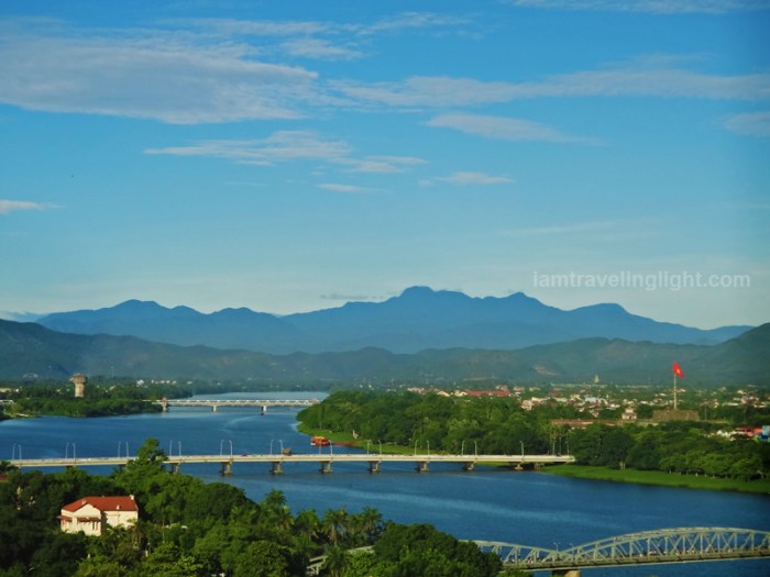 view from moonlight hotel, luxury hotel, huong river, perfume river, hue, vietnam