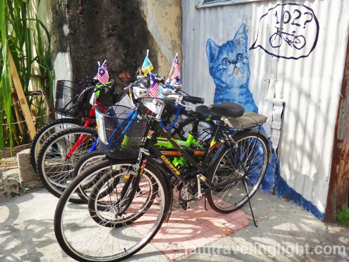 bike rental, Penang street art, cat, Malaysia
