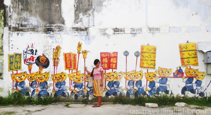 Cats &amp; Humans Happily Living Together, cat street art, Penang, Malaysia