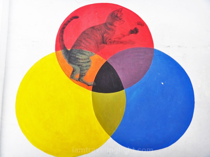 Rat, Cat Venn Diagram, circles, Penang Street Art, Malaysia