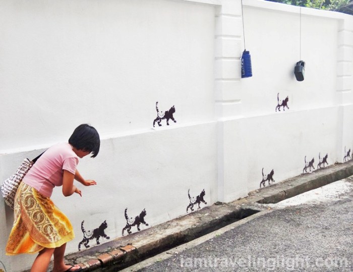trailing, following the cats, Penang street art, Malaysia, 101 lost kittens project