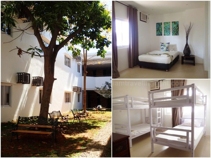Dormitory by Oriental Bataan hotel, Mariveles, dorm beds, single rooms, courtyard, garden, Export Processing Zone