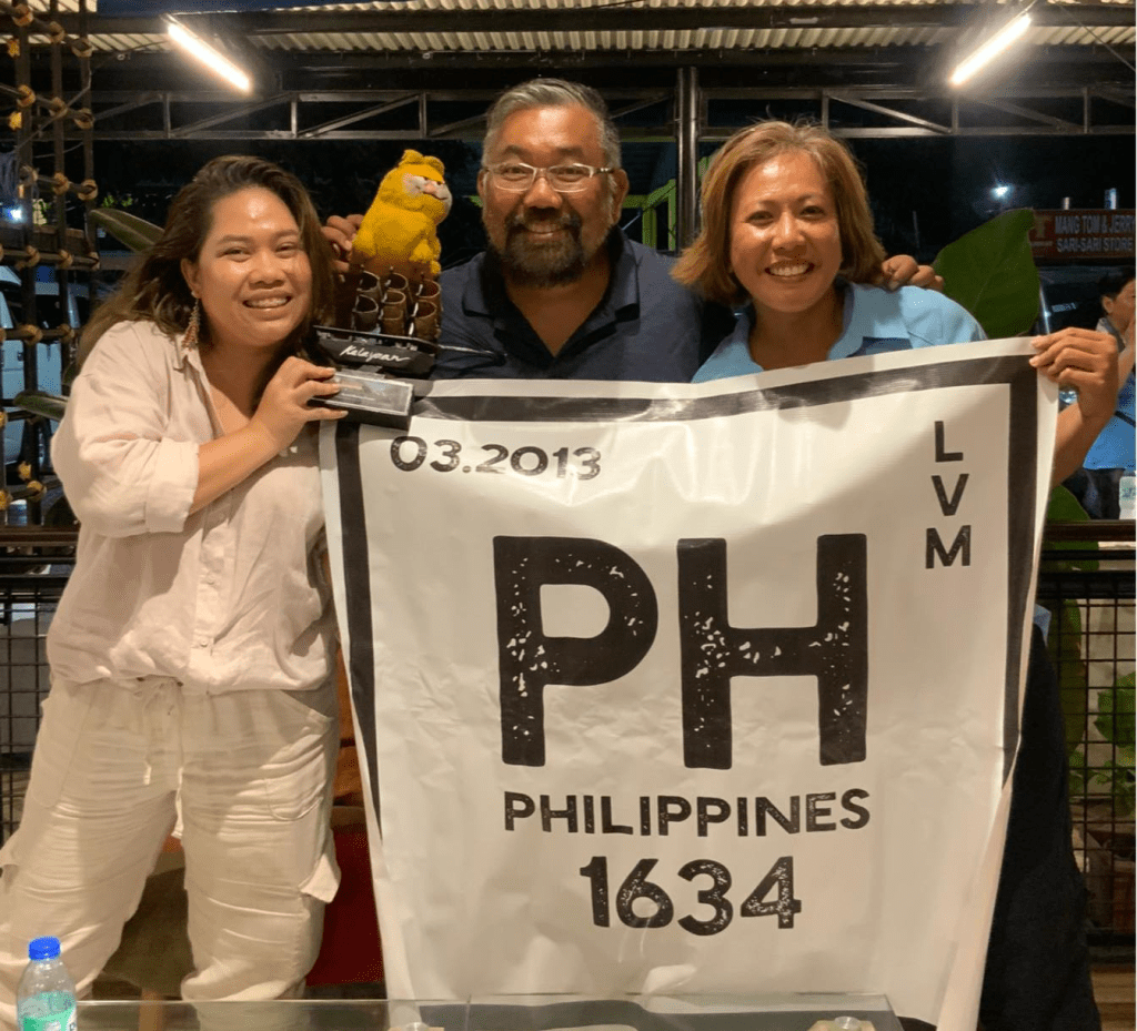 Marco with his two good friends who traveled to Puerto Princesa to celebrate his PH 1634 achievement with him